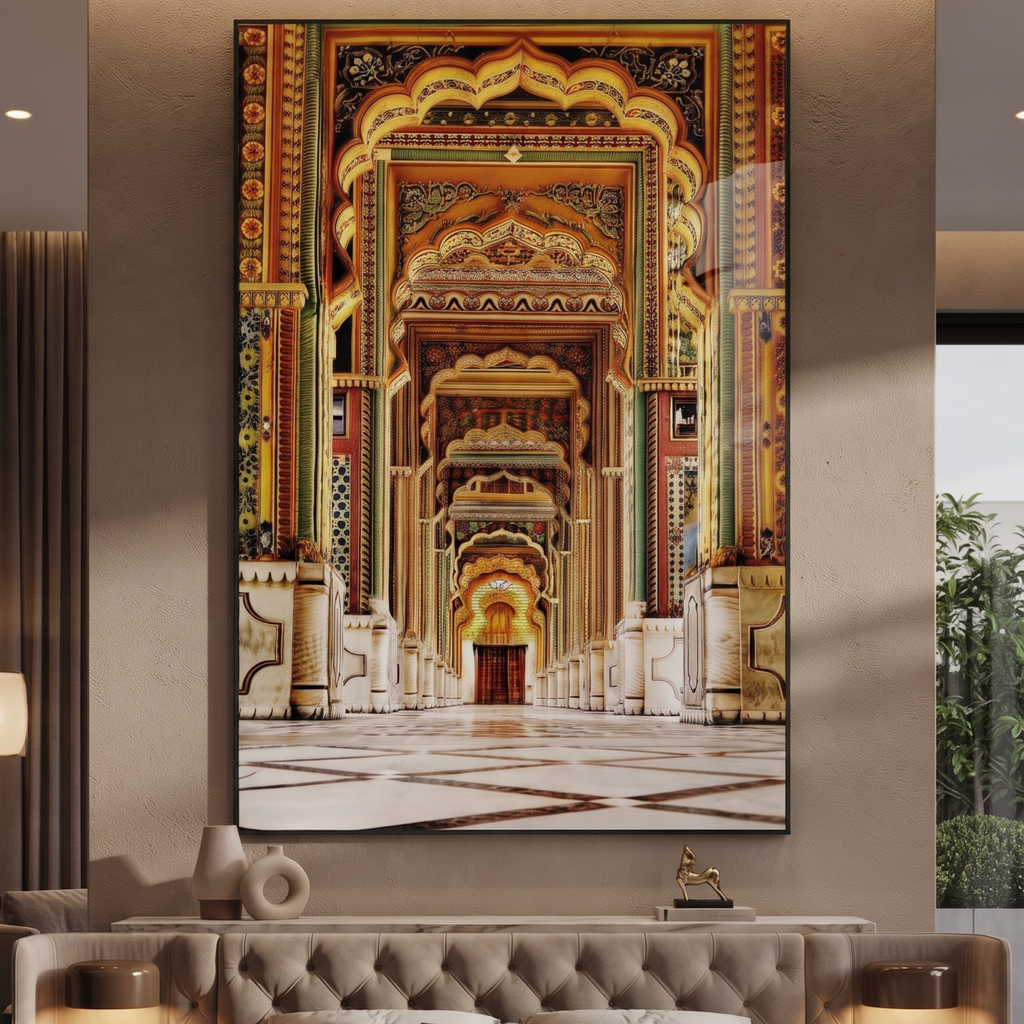 Royal Architecture Glass Print – Heritage Indian Palace Perspective