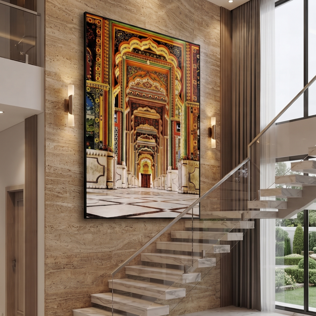 Royal Architecture Glass Print – Heritage Indian Palace Perspective