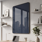 Wall-Mounted Magnetic Glass Writing Board with Dark Frame