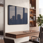 Wall-Mounted Magnetic Glass Writing Board with Dark Frame