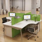 Green Glass Office Desk Workstation Partition