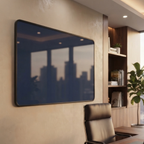 Wall-Mounted Magnetic Glass Writing Board with Dark Frame