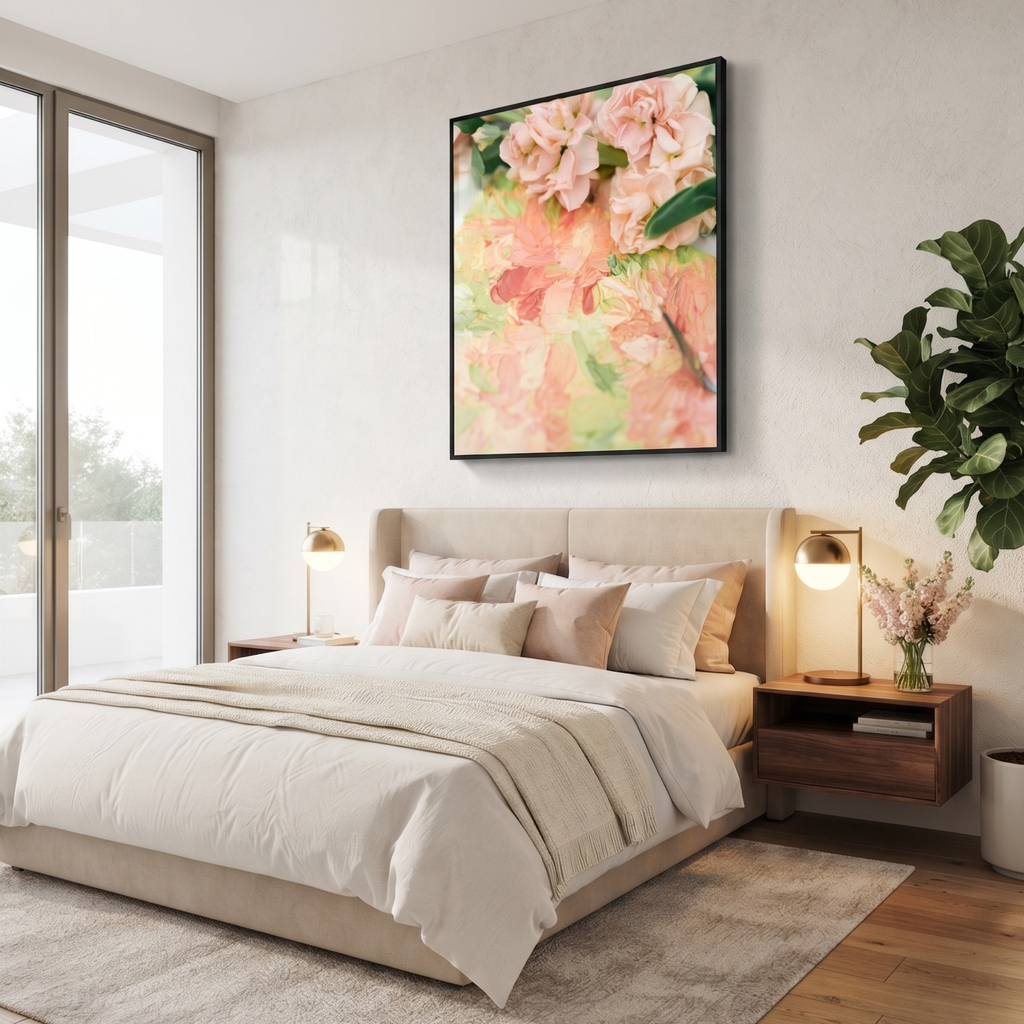 Pink Floral Abstract Glass Print – Modern Botanical Wall Art