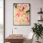 Pink Floral Abstract Glass Print – Modern Botanical Wall Art
