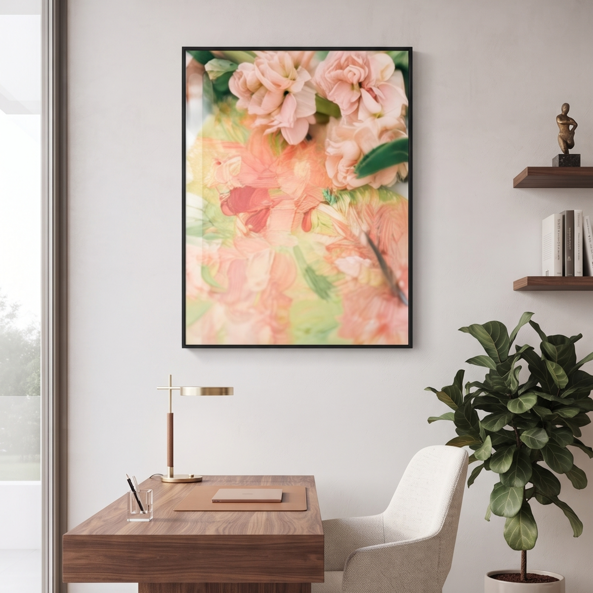 Pink Floral Abstract Glass Print – Modern Botanical Wall Art