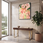 Pink Floral Abstract Glass Print – Modern Botanical Wall Art
