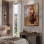 Classical Woman with Pitcher Glass Print – Traditional Art Wall Decor