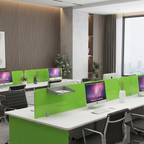 Green Glass Office Desk Workstation Partition