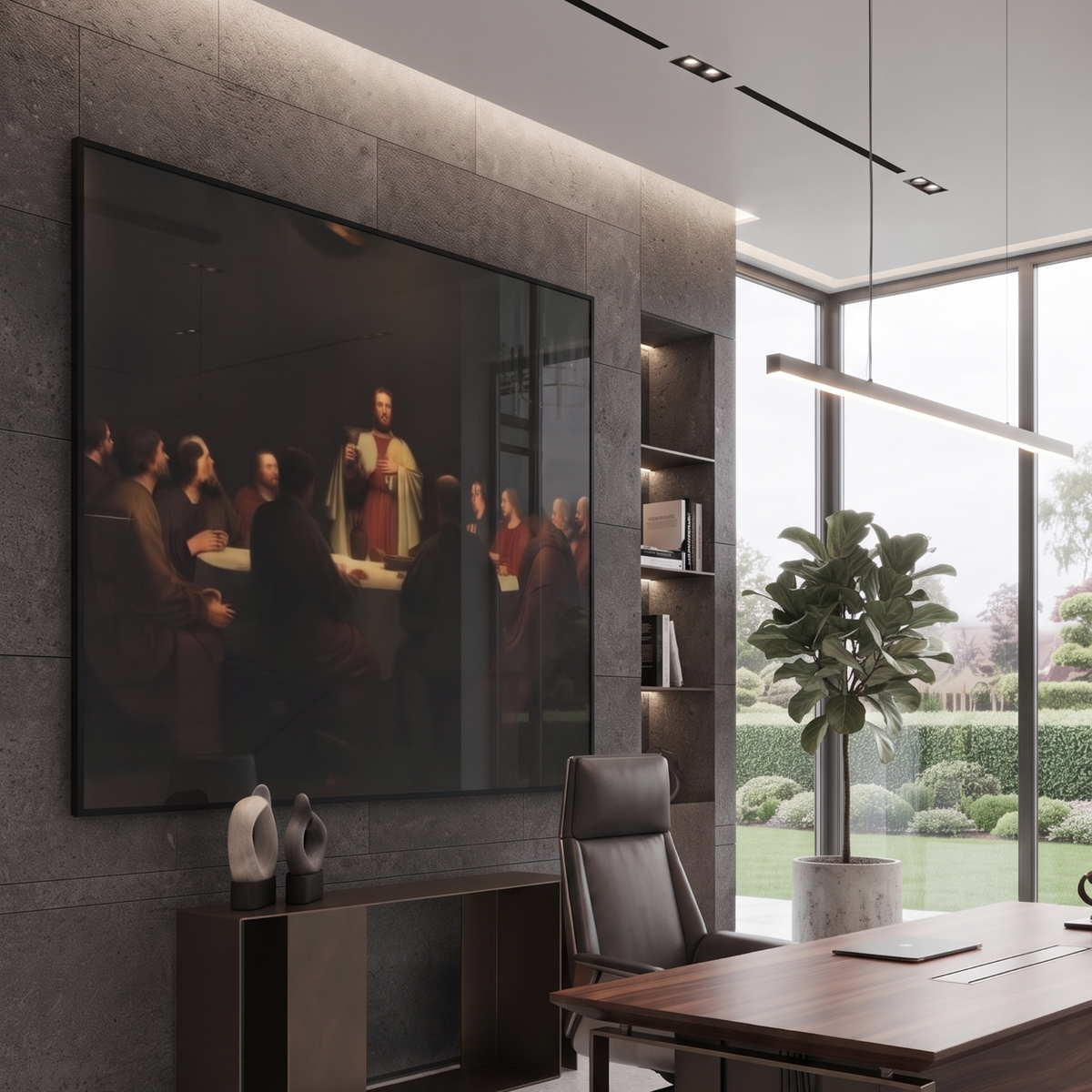 Sacred Gathering Illuminated Glass Wall Panel