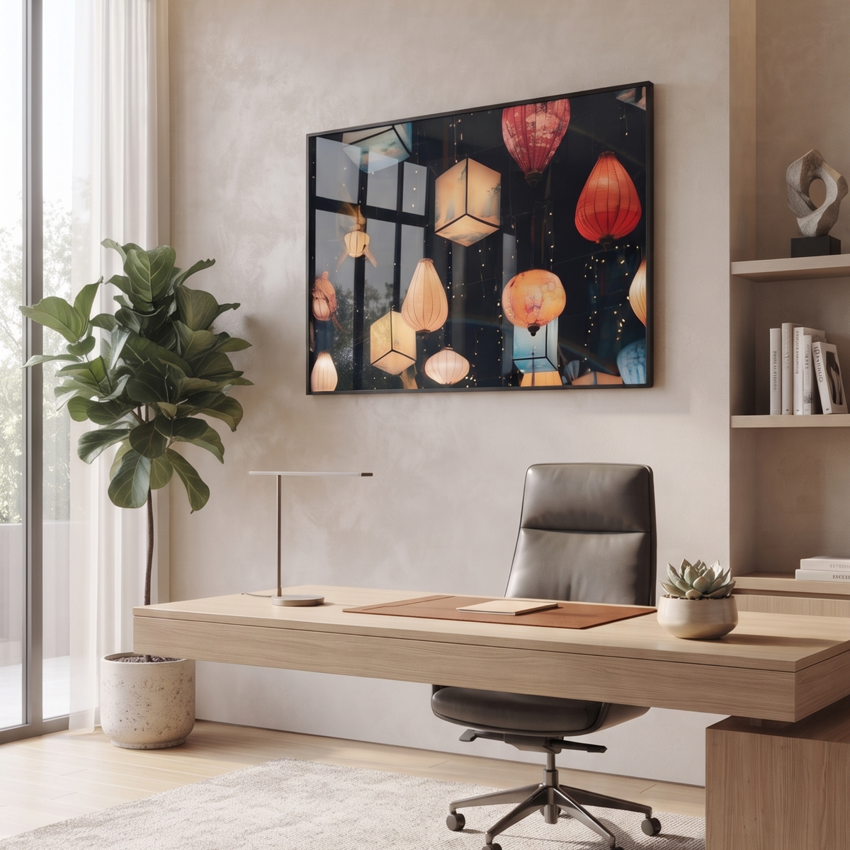 Celestial Lanterns LED Illuminated Glass Wall Art