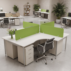 Green Glass Office Desk Workstation Partition