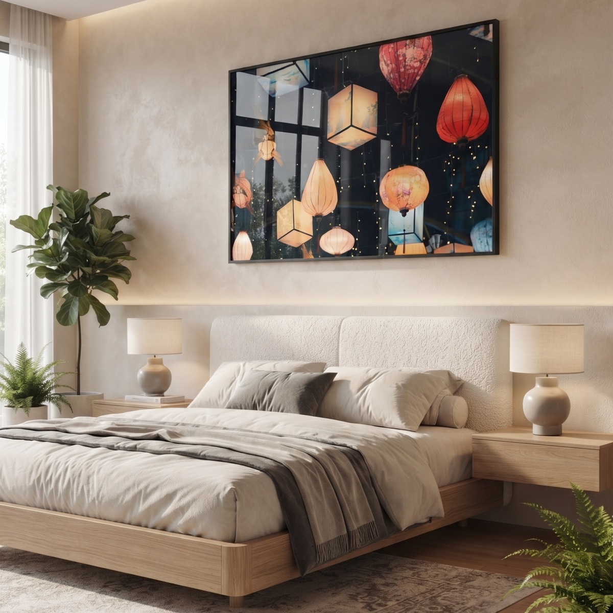 Celestial Lanterns LED Illuminated Glass Wall Art