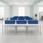 Modern Modular Office Workstation with Blue Glass Partitions