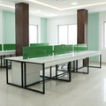 Modern Office Workstation with Green Partition Glass