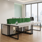 Modern Office Workstation with Green Partition Glass