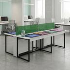 Modern Office Workstation with Green Partition Glass