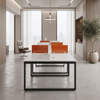 Modern Office Workstation with Glass Partition Panels