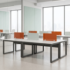 Modern Office Workstation with Glass Partition Panels