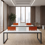 Modern Office Workstation with Glass Partition Panels